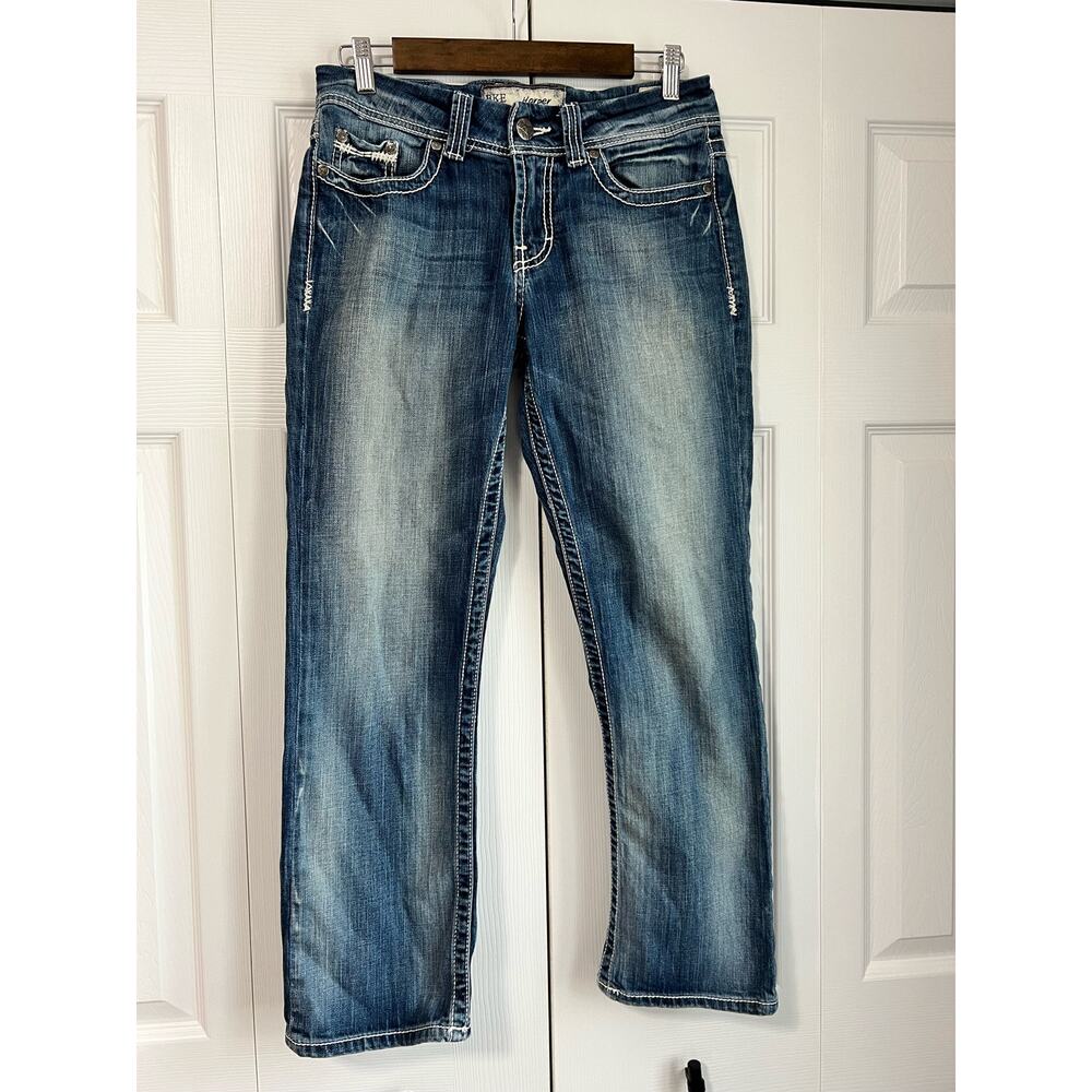 BKE Denim Harper Women’s Jeans Size 28R Blue Mid Rise Distressed